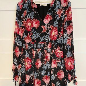Navy, floral print dress